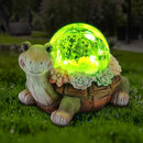 Solar Turtle Garden Statue Lights for Outdoor Decor with Cracked Glass LED Figurine Lighting Resin Succulent Tortoise Decorations Patio Lawn Yard Housewarming Mom Gifts by GreenHaven Gardens