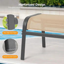 Outdoor Ottoman Set of 2, All Weather Outdoor Foot Stool with Supportive Textliene and Metal Frame, Stackable Oversized Outdoor Foot Rest for Furniture Patio Garden Pool, Beige by CozyNest Decor