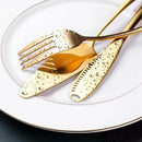 Gold Serving Utensils, OGORI 15-Piece Stainless Steel Gold Serving Utensils Set Include Serving Spoons, Slotted Serving Spoons, Serving Tongs, Serving Forks, Butter Knife, Soup Ladle, Pie Server by CozyNest Decor