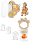 Baby Popsicle Molds & Food Feeder Set, Baby Fruit Feeder for Infant Teething Relief & Safe Infant Self Feeding 4 Months+ Starting Solids for Essentials (Beige) by TinyTreasures Baby Boutique