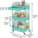Calmootey 3-Tier Rolling Utility Cart with Drawer,Multifunctional Storage Organizer with Plastic Shelf & Metal Wheel,Storage Cart for Kitchen,Bathroom,Living Room,Office,Green by CozyNest Decor