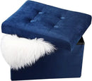 LINMAGCO Storage Ottoman Folding Foot Stool Velvet Foot Rest with Padded Modern Ottoman with Storage for Living Room Puppy Step Stool 17x13x13in(Navy) by CozyNest Decor