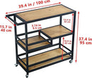 Bar and Serving Cart Industrial & Modern Rustic Rolling Bar and Serving Cart,3-Tiered Wood & Metal Kitchen Bar Cart Island with Wheels,Move Storage Coffee/Wine Island Shelf,Black by CozyNest Decor