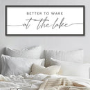 SRSZHIYUE Better To Wake At The Lake Wall Decor Above Bed Sign 32"×12" for Lake House Bedroom Over Bed Large Wood Framed Wall Hanging Art (Black) by CozyNest Decor