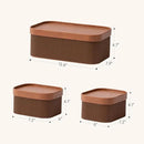 La Jolie Maison Fluted Cardboard Storage Baskets with Leather-Like Lids, Sturdy Stackable Paper Boxes Decorative Tray, Set of 3 Chestnut by CozyNest Decor