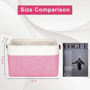 Storage Bins Large Fabric Storage Baskets for Shelves 3 Pack, Decorative Linen Closet Baskets with Handles for Organizing, Shelf, Clothes, Home, Office, 15x11x9.5Inches (Pink&White) by CozyNest Decor