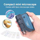 Pocket Microscope, 60x-120x Handheld Mini Microscope Kids with LED Lights, 5 Slides Specimens, BEBANG Portable Microscope for Kids Student Adults Microbiological Observation Lab Study, Educational Kit by TinyTreasures Baby Boutique