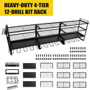 Wall Mount Power Tool Organizer, 4 Layer 12 Drill Hangers Storage Rack, Tool Organizers and Storage for Garage, Workshop, Pegboard, Shed - 50 inch by GreenHaven Gardens