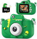 Upgrade Dinosaur Kids Camera, Christmas Birthday Gifts for Girls Boys 3-12, 1080P HD Selfie Digital Video Camera for Toddlers, Cute Portable Little Girls Boys Gifts Toys for 3 4 5 6 7 8 9 Years Old by TinyTreasures Baby Boutique