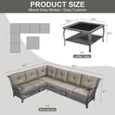 Outdoor Furniture Sectional Sofa L Shaped Couch - Patio Wicker Furniture Set with Coffee Table, 3 Piece Rattan Patio Conversation Sets with Gray Cushion for Deck Backyard Sunroom by GreenHaven Gardens