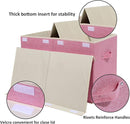 popoly Large Toy Box Chest Storage with Flip-Top Lid, Collapsible Kids Toy Storage Bin Boxes Container for Boys, Girls, Nursery, Playroom, 25"x13" x16" (Linen Pink) by TinyTreasures Baby Boutique