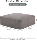 40" Square Stuffed Ottoman Pouf for Sofa Couch, Corduroy Poufs with Foam Chunk Filling, Furry & Fluffy Foot Stool Movable Ottoman. 40 * 40 Floor Poufs Foot Rest for Living Room, Grey by CozyNest Decor