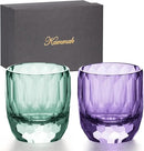 KAMMAK Crystal Whiskey Glasses Set of 2, 7oz Old Fashioned Glasses Stemless, Hand Blown Colored Cocktail Glasses, Engagement Gifts for Couples, Women, Men by CozyNest Decor