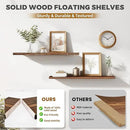 36"x6.8"x1.2" Solid Wood Floating Shelves 2-Pack - Rustic Brown Finish with Hidden Brackets, Perfect for Storage and Décor in Living Room, Kitchen, Bedroom by CozyNest Decor