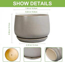 G EPGardening Ceramic Pots for Plants 7 Inch - Large Ceramic Planters for Indoor Plants Outdoor Modern Flower Pot with Drainage Holes and Saucer for Office Garden Patio Grey by GreenHaven Gardens