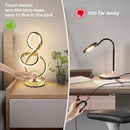 Modern Table Lamp, LED Bedside lamp with USB C+A ports, Touch Stepless Dimmable Nightstand lamp, Unique Spiral Table lamp for Bedroom Living Room Home Office, Spiral lamp for Ideal Gift, Gold by CozyNest Decor