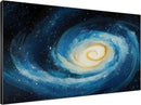 SIGNWIN 46"x72" Extra Large Framed Wall Art Spiral Galaxy Vivid Blue and Yellow Cosmic Space Illustration for Home Living Room Bedroom Decor (Frame Assembly Required) by CozyNest Decor