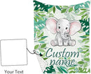 Personalized Baby Crib Bedding Set, Green Elephant Design Custom Name Baby Crib Sets 5-Pcs, Toddler Double Layer Blanket Fitted Sheets Changing Pad Cover Rug Wall Art Set, Charming Nursery Decor by TinyTreasures Baby Boutique