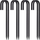 VVOKGO Rebar Stakes 12 Inches J Hook Heavy Duty Chain Link Fence Stakes, 8 Pcs Metal Long Tent Spikes Ground Anchors for Wire Fencing, Dogs Digging, Camping Tents, Swings, Greenhouse, Black by CozyNest Decor