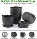 6 Inch Plant Pots Bulk, 6 Pack Plastic Planters with Drainage Holes and Saucers for Indoor Outdoor House Plants and Flowers, Black by GreenHaven Gardens