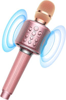 Wireless Bluetooth Karaoke Microphone, Built-in Loud Speaker for 10H Playback, Add Reverb/Duet Mode/Earbuds Monitoring, Portable Karaoke Machine for Entertainment & Singing Practice (Rose Gold) by TinyTreasures Baby Boutique