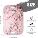 Serving Trays with Handles, 14.5 x 9.8 inch Rectangular Plastic Tray for Restaurant, Kitchen, Pink Cherry Blossom by CozyNest Decor