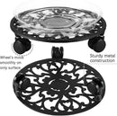 11 Inch Rolling Plant Stand with Wheels Wrought Iron Rolling Plant Stand with Casters Heavy Duty for Indoor Plants Rollers with Plant Saucers, Metal Round Plant Dolly 1 Pack by GreenHaven Gardens