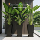 Tall Planters for Outdoor Plants, Large Resin Flower Pots with Saucers for Garden, Front Porch, Patio, Indoor - Set of 2 (Black, 30 inch - 2 Pack) by CozyNest Decor