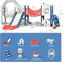 KORIMEFA 11 in 1 Toddler Slide and Swing Set, Kids Slide for Toddlers, Outdoor Indoor Playground for Toddlers 1-3, Toddler PlaySet with Basketball Hoop and Ball Golf Set, Climbing Arch(Red & Blue) by TinyTreasures Baby Boutique