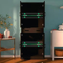 71" Tall Black & Rattan Pantry Cabinet - Boho Chic Kitchen Storage with Doors & Drawer for Dining Room, Hallway or Kitchen Organization by CozyNest Decor