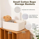 3 Pack Small Storage Baskets for Organizing, Cute Woven Decorative Gift Baskets for Shelves, Mini Closet Organizer Bins with Handles-13''Lx8.66''Wx5.11''H-White by CozyNest Decor
