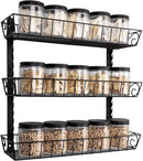 SWOMMOLY Adjustable Wall Mount Spice Rack, 3-Tier Dual-use (Multi-use) Organizer, Black by CozyNest Decor