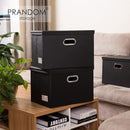 PRANDOM Foldable Storage Bins with Lids [5-Pack] Leather Fabric Collapsible Storage Boxes Organizer Containers Baskets Cube with Cover for Bedroom Closet Office Nursery Black (14.9x10.8x10) by TinyTreasures Baby Boutique