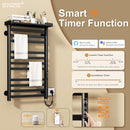 ENZE Heated Towel Rack with Shelf and Wi-Fi App Control, 11 Bars Electric Wall Mounted Towel Warmer with Timer & Adjustable Temperature, Low Carbon Steel, Plug-in/Hardwired, Matte Black by TinyTreasures Baby Boutique