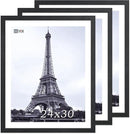 VCK 24x30 Poster Frames Set of 3, Black Solid Wood Picture Frame, Textured Exclusive Gallery Frame - Wall Hanging by CozyNest Decor
