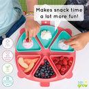 On-The-Go Snack Mat – Baby Silicone Travel Dining Placemat – Portable Silicone Toddler Plate – Reusable Snack Container with 3 Compartments and Lids for 6 Months + (Watermelon) by TinyTreasures Baby Boutique