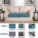 H.VERSAILTEX Super Stretch Individual Seat Cushion Covers Sofa Covers Couch Cushion Covers Slipcover Sets Thick Jacquard Textured Twill Fabric (2 Piece Medium Sofa Cushion Covers, Storm Blue) by CozyNest Decor