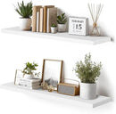 Floating Wall Shelves 2-Pack - 36-Inch Rustic White Wooden Shelves for Storage and Décor, Easy Installation for Living Room, Bedroom, and Kitchen by CozyNest Decor