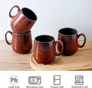 Hasense Ceramic Coffee Mugs Set of 4, 8 oz Small Coffee Cups, Porcelain Mug with Handle for Espresso, Tea, Milk and Cocoa, Ideal for Mother's Day Christmas Gift, Dishwasher & Microwave Safe, Red by CozyNest Decor