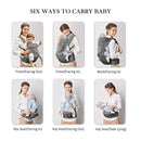 Baby Carrier with Hip Seat, Baby Carrier Newborn to Toddler, 6-in-1 Ways to Carry, All Seasons, Adjustable Baby Holder Carrier for Breastfeeding(Grey) by TinyTreasures Baby Boutique