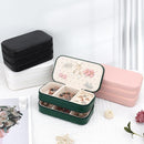 DesignSter Small Travel Jewelry Box with Double Zipper, 2 Layers PU Portable Jewelry Case for Women and Girls,Travel Jewelry Organizer for Rings, Earrings, Necklaces, Bracelets,Dark green by TinyTreasures Baby Boutique
