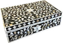 Decorative Wooden Storage Box with Mother of Pearl Inlay – Elegant Floral Design – Perfect for Home Décor in Living Room, Dining Area, or Bedroom (Black, 12x8x5 inches) by CozyNest Decor