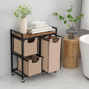 Laundry Basket Organizer - Hampers with 3 Compartments, Sliding Laundry Sorter Bags, Top Storage Shelf, Metal Frame by CozyNest Decor