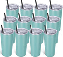VEGOND 20oz Tumbler Bulk with Lid and Straw 12 Pack, Stainless Steel Vacuum Insulated Tumbler, Double Wall Coffee Cup Travel Mug, River Green by TinyTreasures Baby Boutique