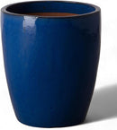 Emissary Bullet 14 in. Blue Ceramic Round Planter (14 in. L x 14 in. W x 15.5 in. H) with Drainage Hole by CozyNest Decor