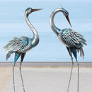 Crane Decor Statues, Blue Heron Garden Statues Metal Yard Art Outdoor Decoy, Garden Sculptures & Statues for Yard/Lawn/Pond/Outdoor Decoration, Set of 2 by GreenHaven Gardens