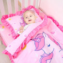 UOMNY Crib Bedding Set for Girls 4 Piece Unicorn Baby Girl Crib Bedding Sets with Baby Comforter Crib Sheet Crib Skirt Pillowcase Nursery Bedding Set by TinyTreasures Baby Boutique