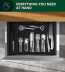 ROYAL CRAFT WOOD Luxury Bamboo Kitchen Drawer Organizer - Silverware Organizer - Utensil Holder and Cutlery Tray with Grooved Drawer Dividers for Flatware and Kitchen Utensils (9 Slot, Black) by CozyNest Decor