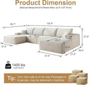 136" Sectional Couches for Living Room Modern Modular Sofa with L-Shape Couchs Upholstered Boneless Couch Deep Seat Sectional Couch with Chaise (White, Right Facing Chaise+3Seaters+Ottoman) by CozyNest Decor