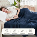 EMME Cotton Blanket Twin XL for Bed Soft Muslin Blankets 66"x90" Lightweight Breathable Layering Bedspread Coverlet All Season Gauze, Navy by CozyNest Decor